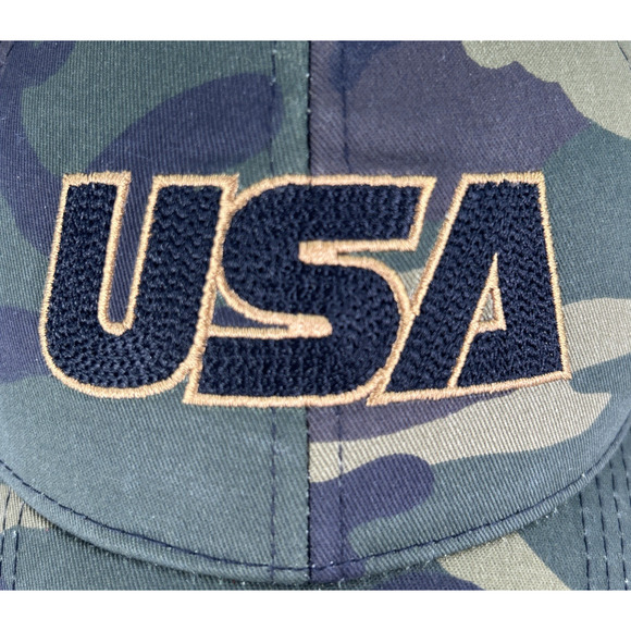 USA Green Camouflage Ball Cap Hat Adult Adjustable Back Strap Fits Most - Picture 4 of 13